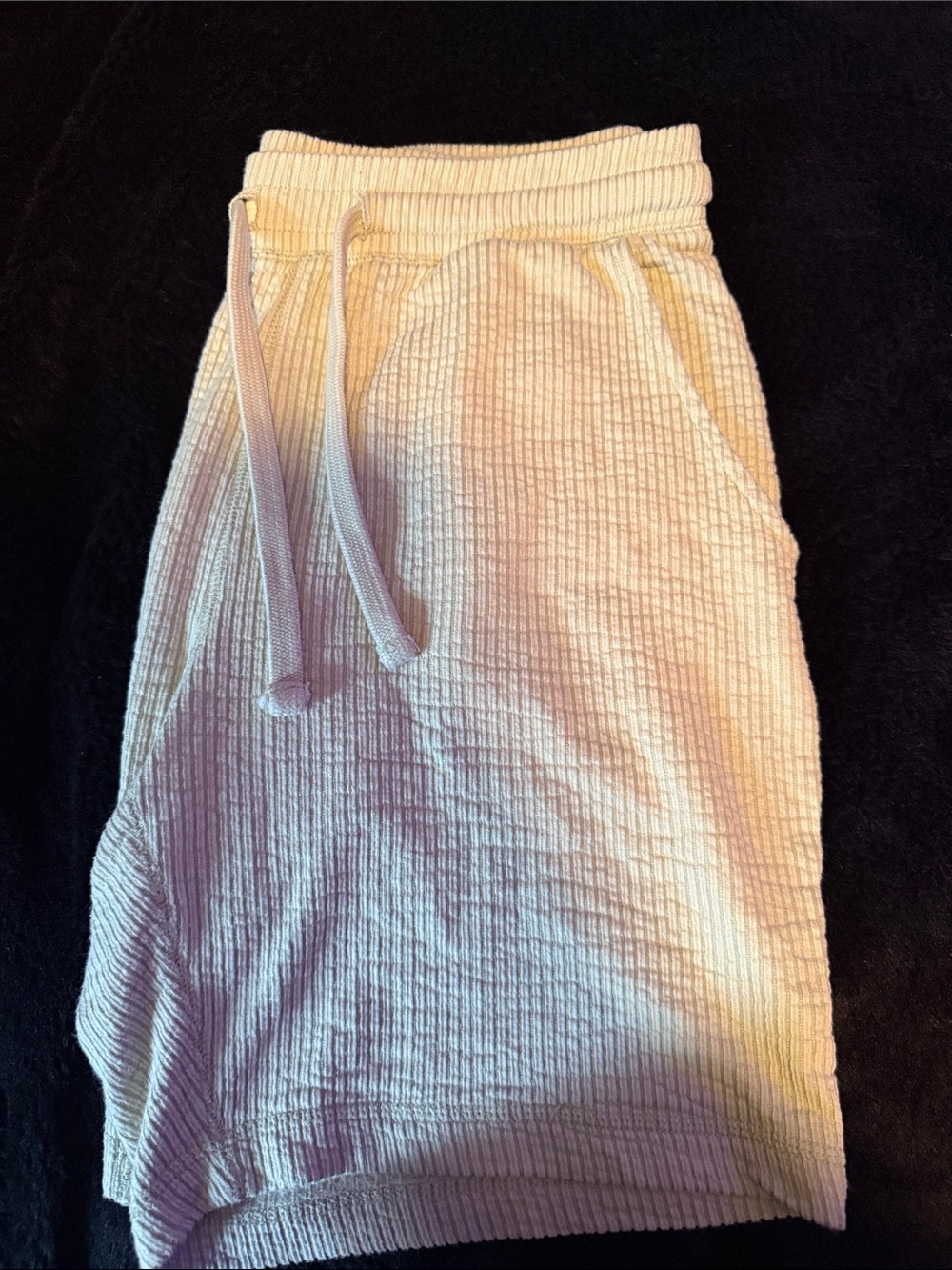 Casual Ribbed Drawstring Skirt - Cream